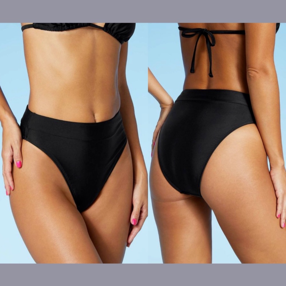 NWT Xhilaration [‎ Jr. XS ] High Leg High Waist Bikini Bottom in Black